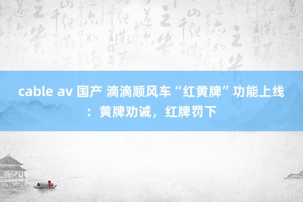 cable av 国产 滴滴顺风车“红黄牌”功能上线：黄牌劝诫，红牌罚下