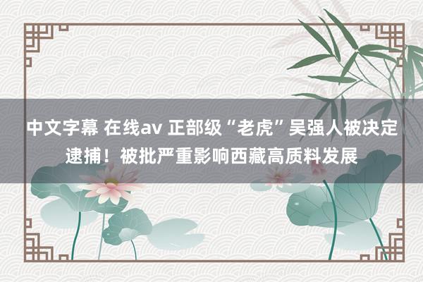 中文字幕 在线av 正部级“老虎”吴强人被决定逮捕！被批严重影响西藏高质料发展