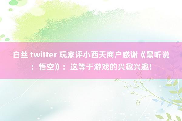 白丝 twitter 玩家评小西天商户感谢《黑听说：悟空》：这等于游戏的兴趣兴趣!