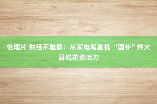 伦理片 财经不雅察：从家电笔直机 “国补”烽火县域花费活力