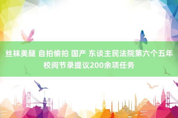 丝袜美腿 自拍偷拍 国产 东谈主民法院第六个五年校阅节录提议200余项任务
