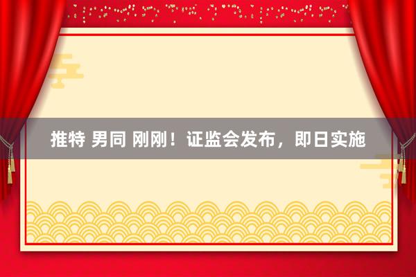 推特 男同 刚刚！证监会发布，即日实施