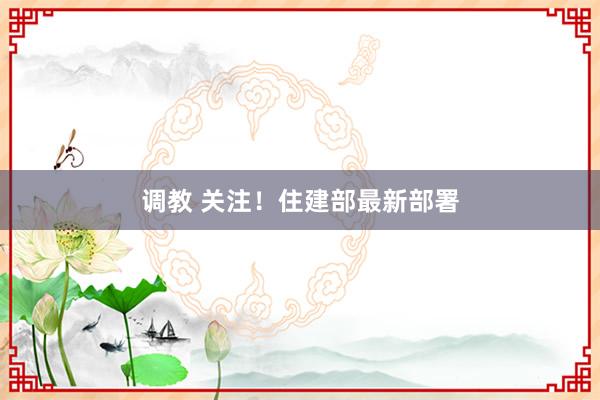 调教 关注！住建部最新部署