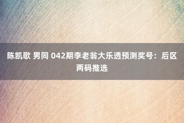 陈凯歌 男同 042期李老翁大乐透预测奖号：后区两码推选
